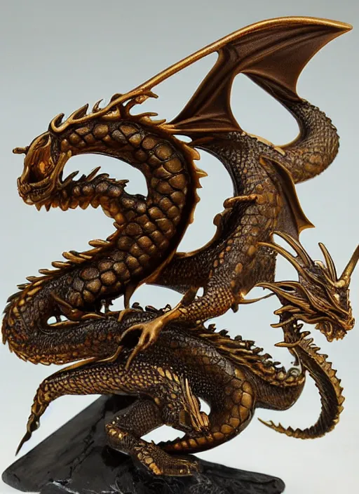 Prompt: 80mm, resin detailed model figure of dragon bronze