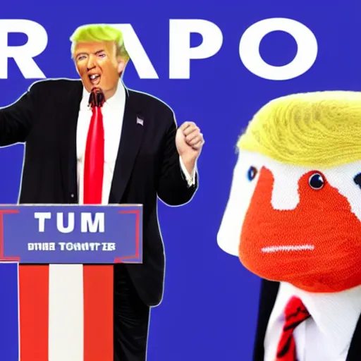 Prompt: donald trump as a sock puppet