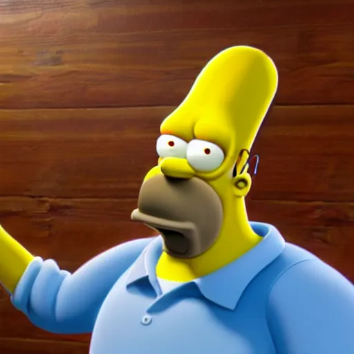 Prompt: highly realistic 3 d render of homer simpson, 8 k, octane render, unreal engine