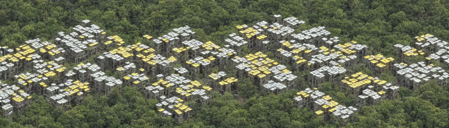 Image similar to a colony of insect civilizations buildings resembling bee