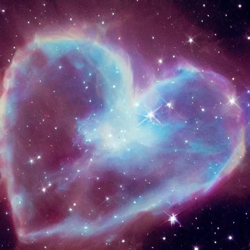 Image similar to a heart shaped space nebula, taken with hubble telescope,