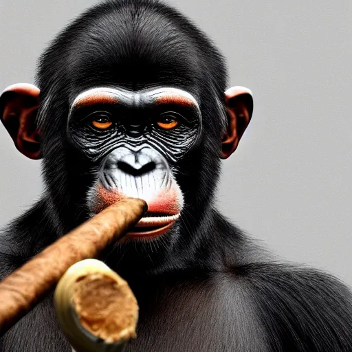 a high detail shot of a chimp wearing a suit, smoking | Stable ...