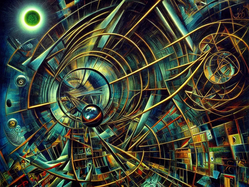 Image similar to highly detailed photo of quantum mechanics, trending on deviantart, neo surrealism, sharp focus, octane, masterpiece, art by max ernst