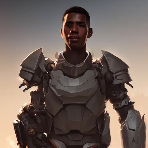 Prompt: an portrait young man dominican in the assault powered armor, style game square enix, trending on artstation, painted by greg rutkowski, render naughty dog, octane render, detailed
