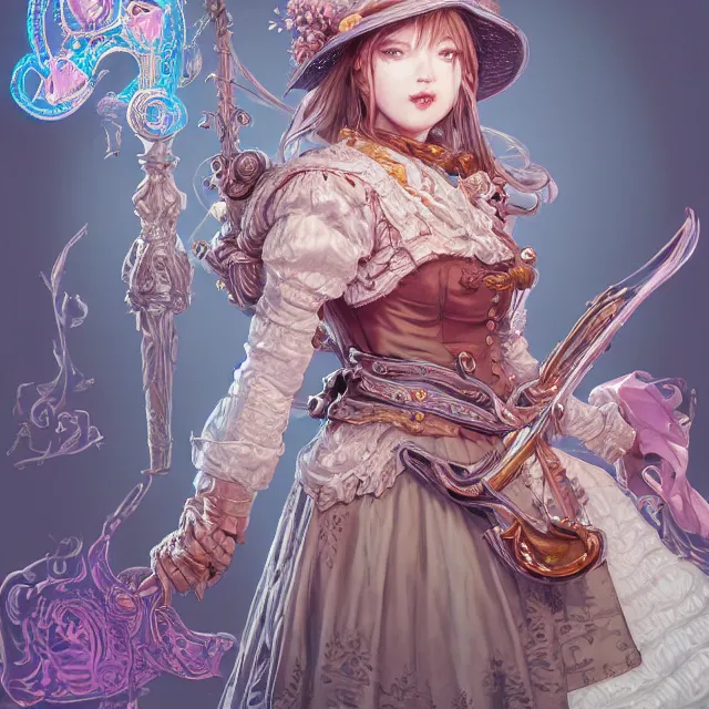 Image similar to the portrait of neutral good colorful female cleric bard as absurdly beautiful, gorgeous, elegant, sophisticated gravure idol, an ultrafine hyperdetailed illustration by kim jung gi, irakli nadar, intricate linework, sharp focus, bright colors, octopath traveler, final fantasy, unreal engine 5 highly rendered, global illumination, radiant light, detailed and intricate environment