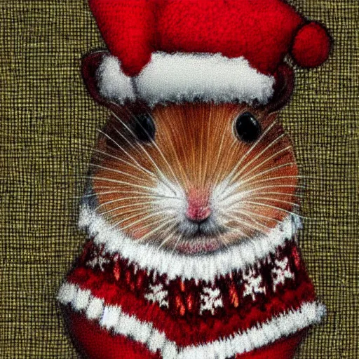 Image similar to hamster wearing a christmas jumper pencil sketch highly detailed, smooth, sharp focus