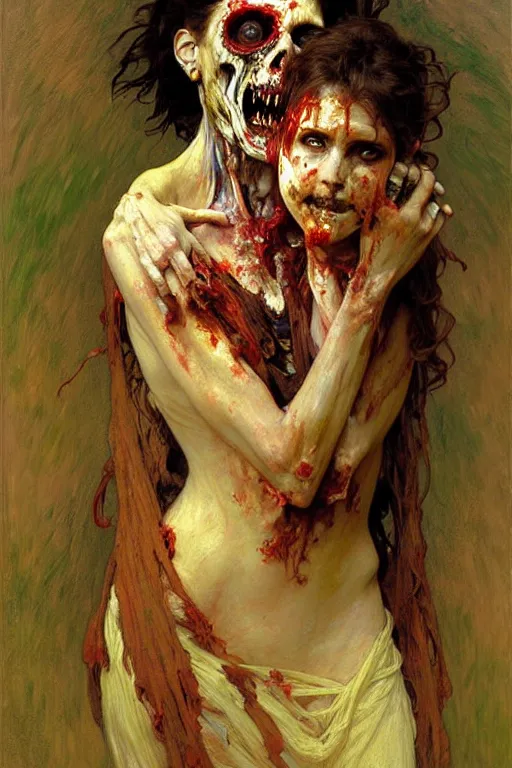 Image similar to zombie mummy, painting by daniel gerhartz, alphonse mucha, bouguereau, monet, detailed art, artstation