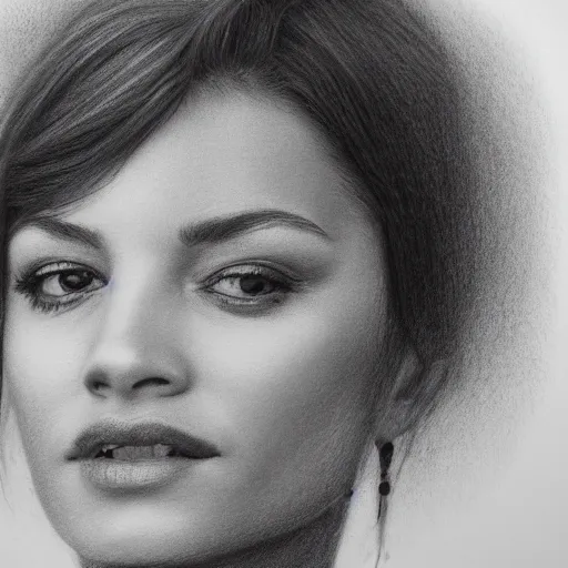 Image similar to a realistic close - up portrait of a celebrity, charcoal drawing, intricate, high definition, 4 k, trending