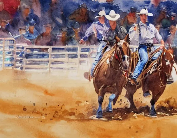 Image similar to water color painting of rodeo events