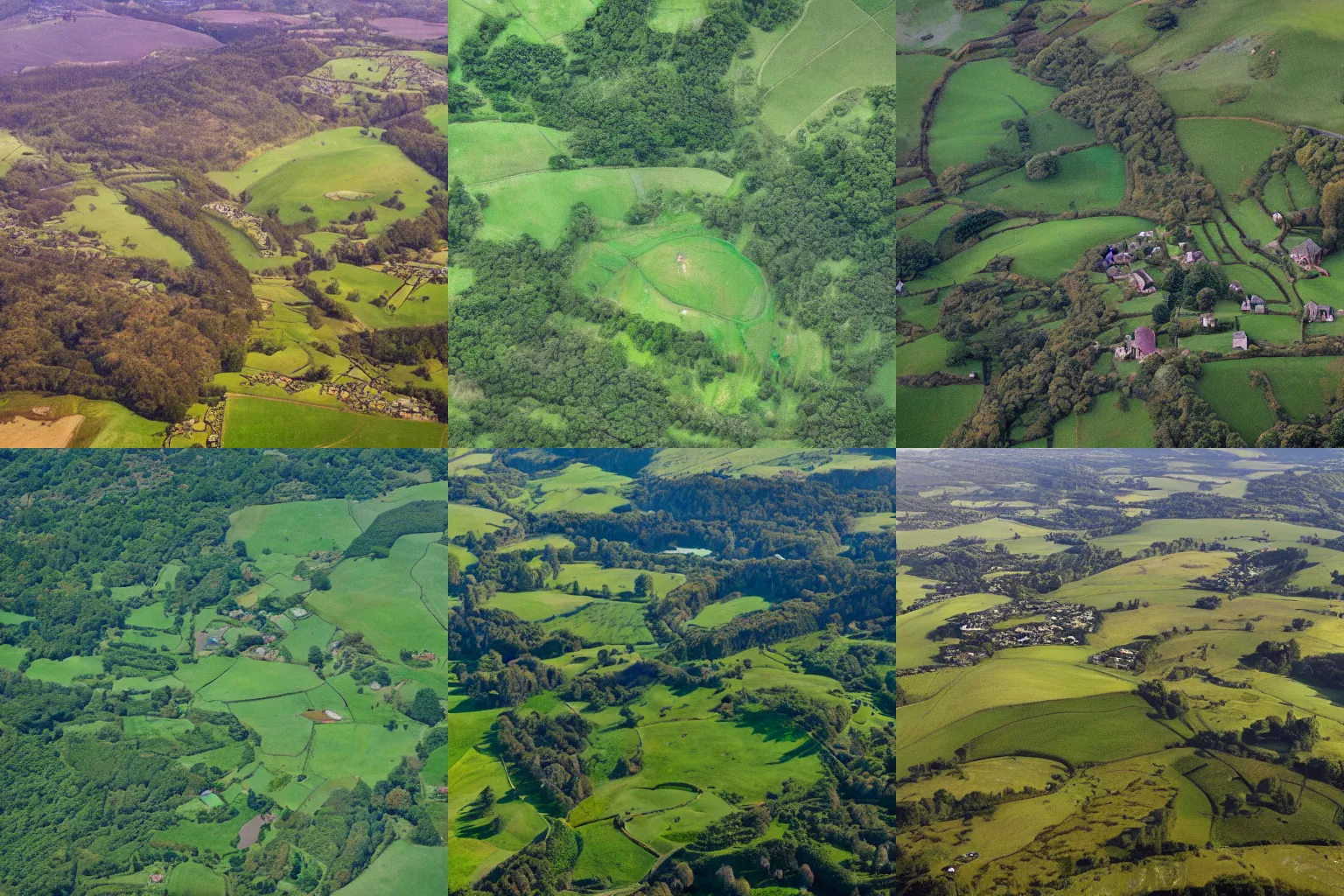 Prompt: The Shire, aerial photography