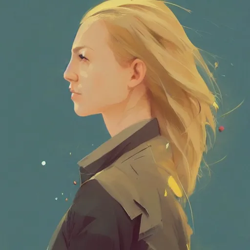 Image similar to Beautiful girl with blond hair profile picture by Greg Rutkowski, asymmetrical, Organic Painting , Matte Painting, geometric shapes, hard edges, street art, trending on the artstation:2 by Sachin Teng:4