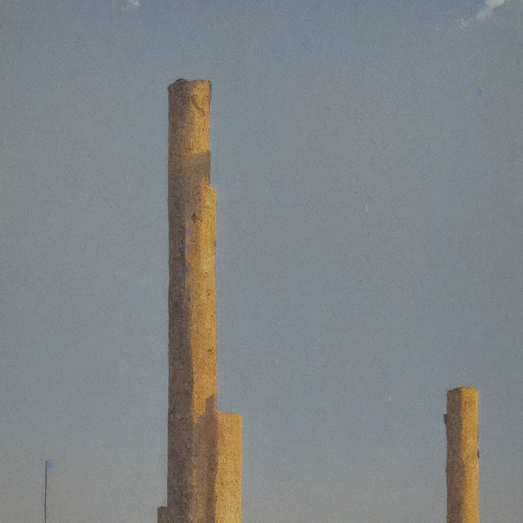 Prompt: a single! colorful! fungus tower clear empty sky, a high contrast!! ultradetailed photorealistic painting by giorgio barbarelli da castelfranco, hard lighting, masterpiece, minimalism