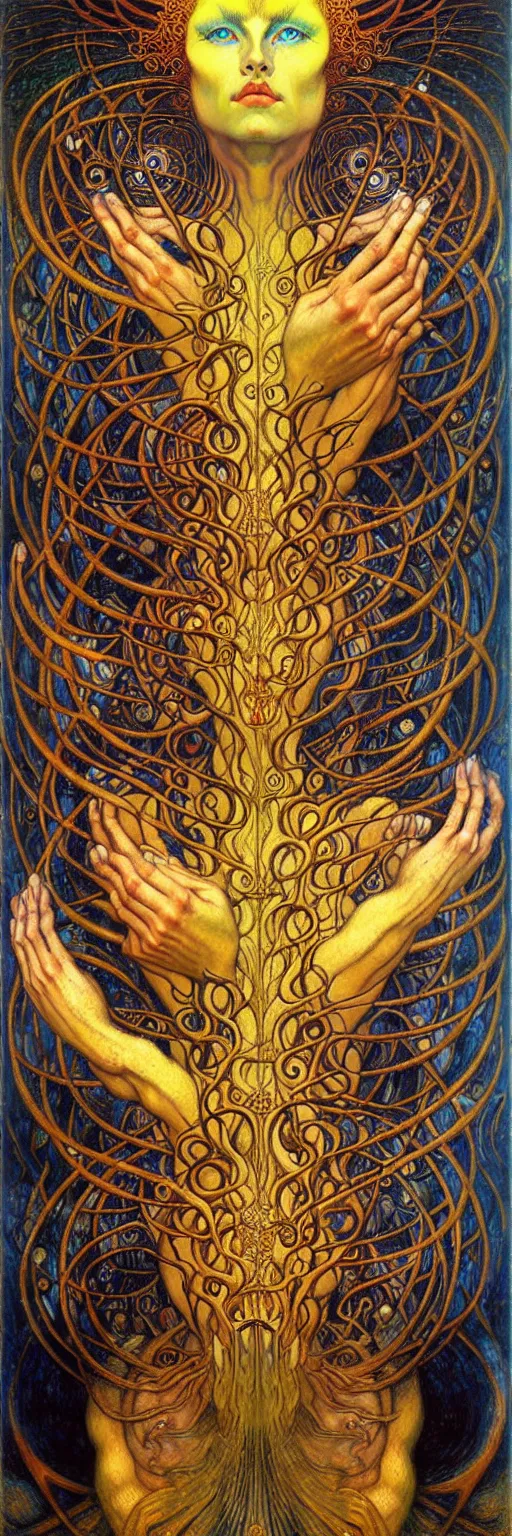 Image similar to Divine Chaos Engine by Karol Bak, Jean Delville, William Blake, Gustav Klimt, and Vincent Van Gogh, symbolist, visionary