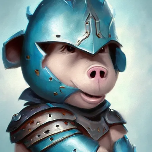 Prompt: anthropomorphic warrior piglet, pale blue armor, cute and adorable, DnD character art portrait, matte fantasy painting, DeviantArt Artstation, by Jason Felix by Steve Argyle by Tyler Jacobson by Peter Mohrbacher, cinematic lighting