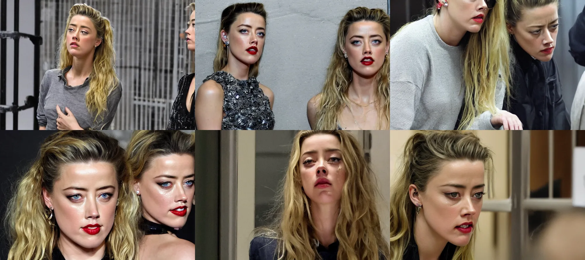 Prompt: amber heard crying in jail