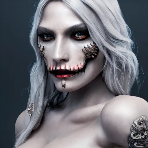 Image similar to portrait of Lady Death, digital art, highly detailed, award winning, concept art, intricate, sharp focus, Trending on Artstation HQ, unreal engine 5, 4K UHD image