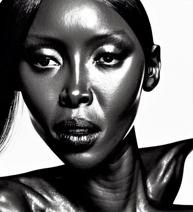 Image similar to scifi film scene from riddley scott, starring naomi campbell looking fragile and dressed by some organic cloth from iris van herpen film noir lighting,, with stylish makeup. highly detailed, skin grain detail, photography by paolo roversi, amano, nick knight, helmut newton, avedon, araki