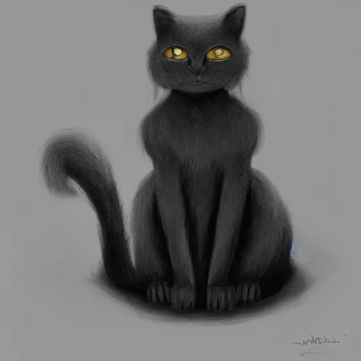 Image similar to a big indifferent looking dark grey cat with white belly, white paws and white face markings with long fur and fluffy tail sitting, intricate, elegant, highly detailed, digital painting, artstation, concept art, matte, sharp focus, illustration, art by Leonardo da vinci