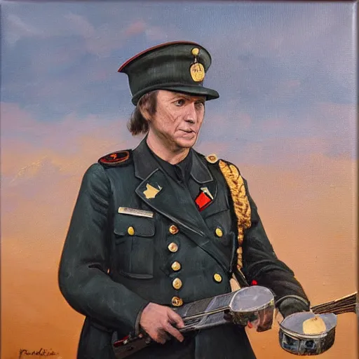 Image similar to “Oil painting of Paco de Lucia as a World War 1 general, 4k”