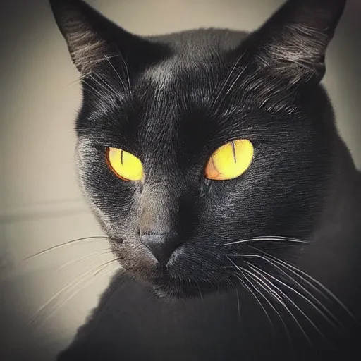 Image similar to “A black cat, yellow eyes, holding a gun, 8K, hyper realistic”