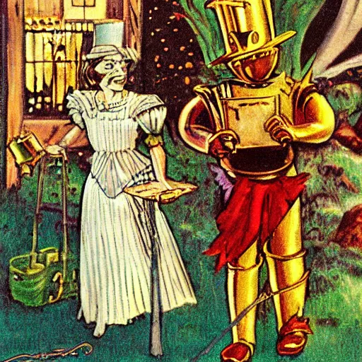 Prompt: a scene from the book The Tin Man of Oz by L. Frank Baum