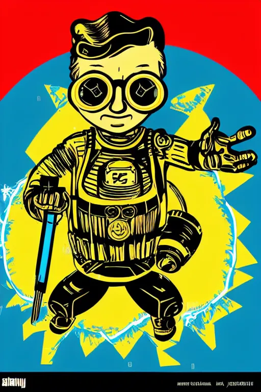 Image similar to fallout 7 6 retro futurist illustration art by butcher billy, sticker, colorful, illustration, highly detailed, simple, smooth and clean vector curves, no jagged lines, vector art, smooth andy warhol style