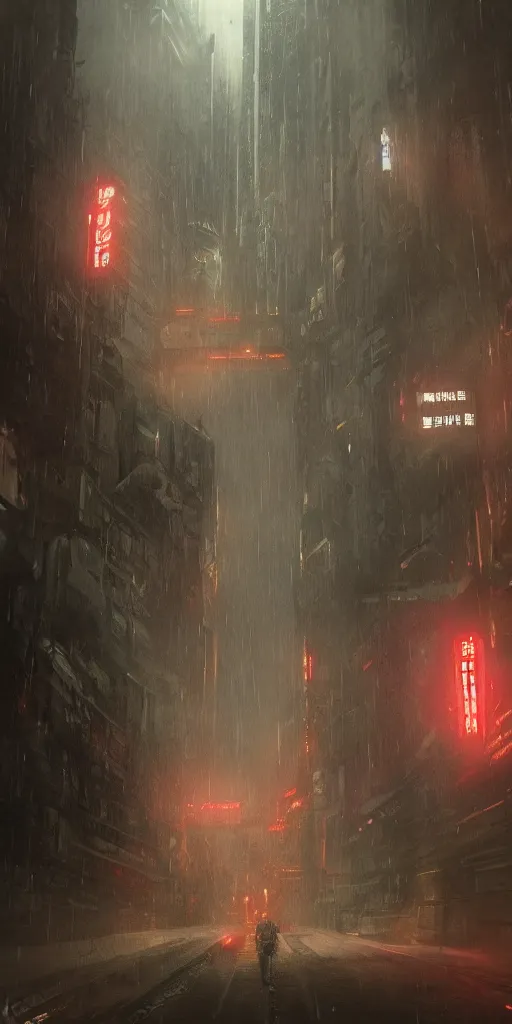 Image similar to mysterious stronghold entrance, blade runner, artstation contest winner. cinematic paint