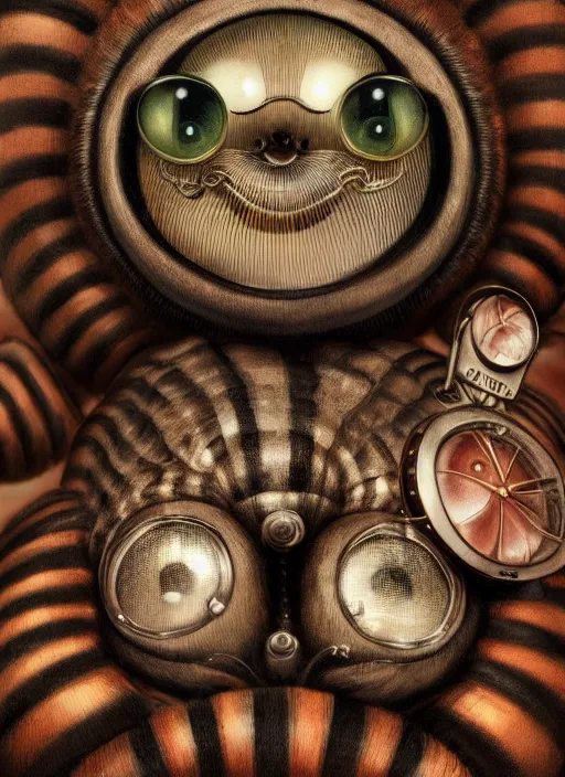 Prompt: highly detailed close - up portrait of retro mechanical striped insect toy, nicoletta ceccoli, mark ryden, lostfish, earl nore, hyung tae, frank frazetta, global illumination, detailed and intricate environment