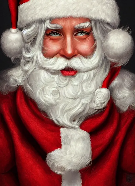 Prompt: digital _ painting _ of _ female santa clause _ by _ filipe _ pagliuso _ and _ justin _ gerard _ symmetric _ fantasy _ highly _ detailed _ realistic _ intricate _ port