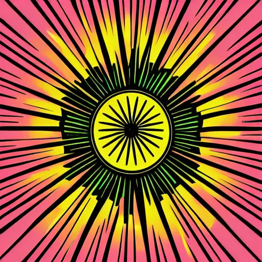 Image similar to retro sun rays, groovy, minimalism, solid fill shapes, coloring book style, svg, vector art