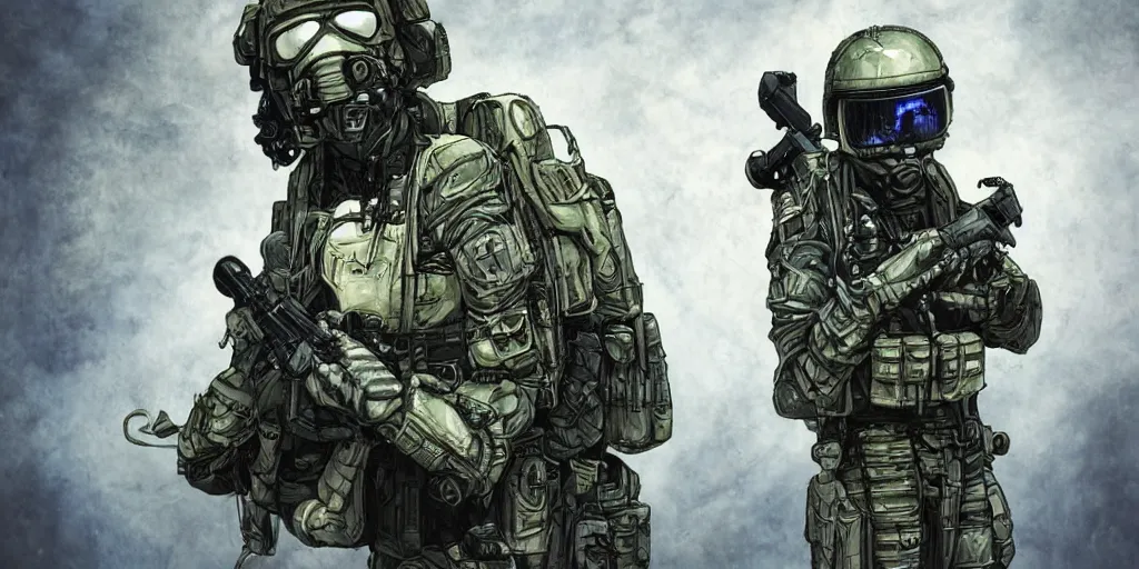 Image similar to military sci fi muppet special forces soldiers,inks,octane render photorealistic, blue,gold,white,black octane render, insanely detailed, realistic, + psychedelic, cosmic energy by Kelly McKernan, yoshitaka Amano, hiroshi yoshida, moebius, loish, artgerm, happy,joyful, painterly, symmetrical and detailed hyperdetailed 8k, moebius,steven wiltshire, , hyper detailed,high contrast,vivid psychedelic colors,, Neon Genesis Evangelion, mathematics and geometry, loony toons, saturated, sun rays + Laurie Greasley + Katsuhiro Otomo, Craig Mullins, 8k, octane render, trending on artstation, hyper detailed,