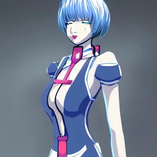 Prompt: Rei Ayanami in her early twenties, digital art