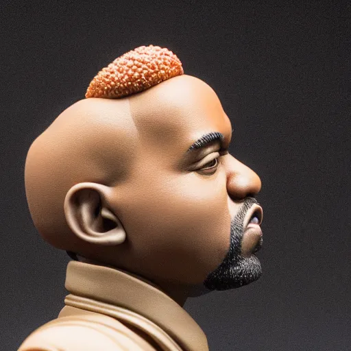 Image similar to detailed studio photography of a close up claymation diorama of kanye west, detailed, by erwin olaf, joop geesink, wes anderson, jim henson, brian froud, breathtaking, uhd resolution, beautiful lighting, studio light, extremely detailed, establishing shot, realistic materials, hyperrealistic