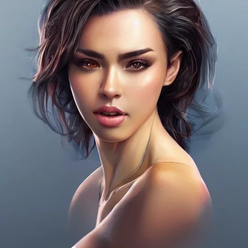 Image similar to a gourgeous female digital influencer in the style of stefan kostic, realistic, full body, sharp focus, 8 k high definition, insanely detailed, intricate, elegant, art by stanley lau and artgerm