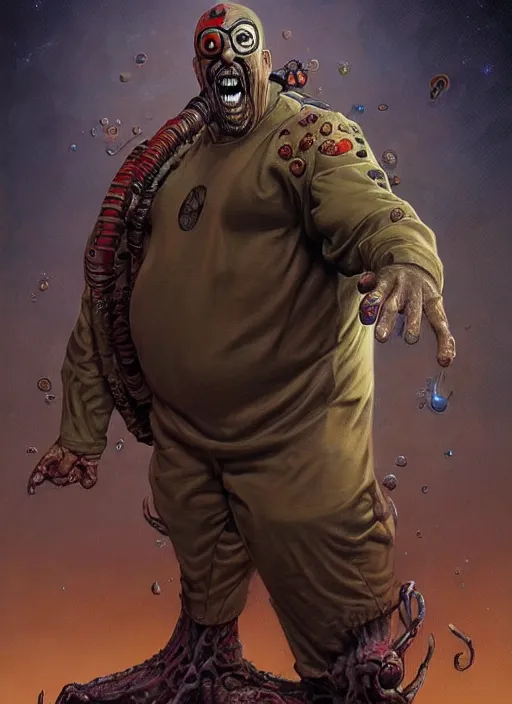 Prompt: kevin smith wearing the worlds biggest short - pants, cosmic horror painting, elegant intricate digital painting artstation concept art by mark brooks and brad kunkle detailed