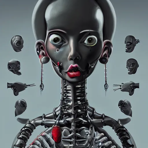 Image similar to An Alien Robot Naughty Nurse, facial tattoos, rubber uniform, artists portrait, biomechanical, Emergency Room, fantasy, Red Cross, highly detailed, digital painting, concept art, sharp focus, depth of field blur, photography by Annie Liebowitz.