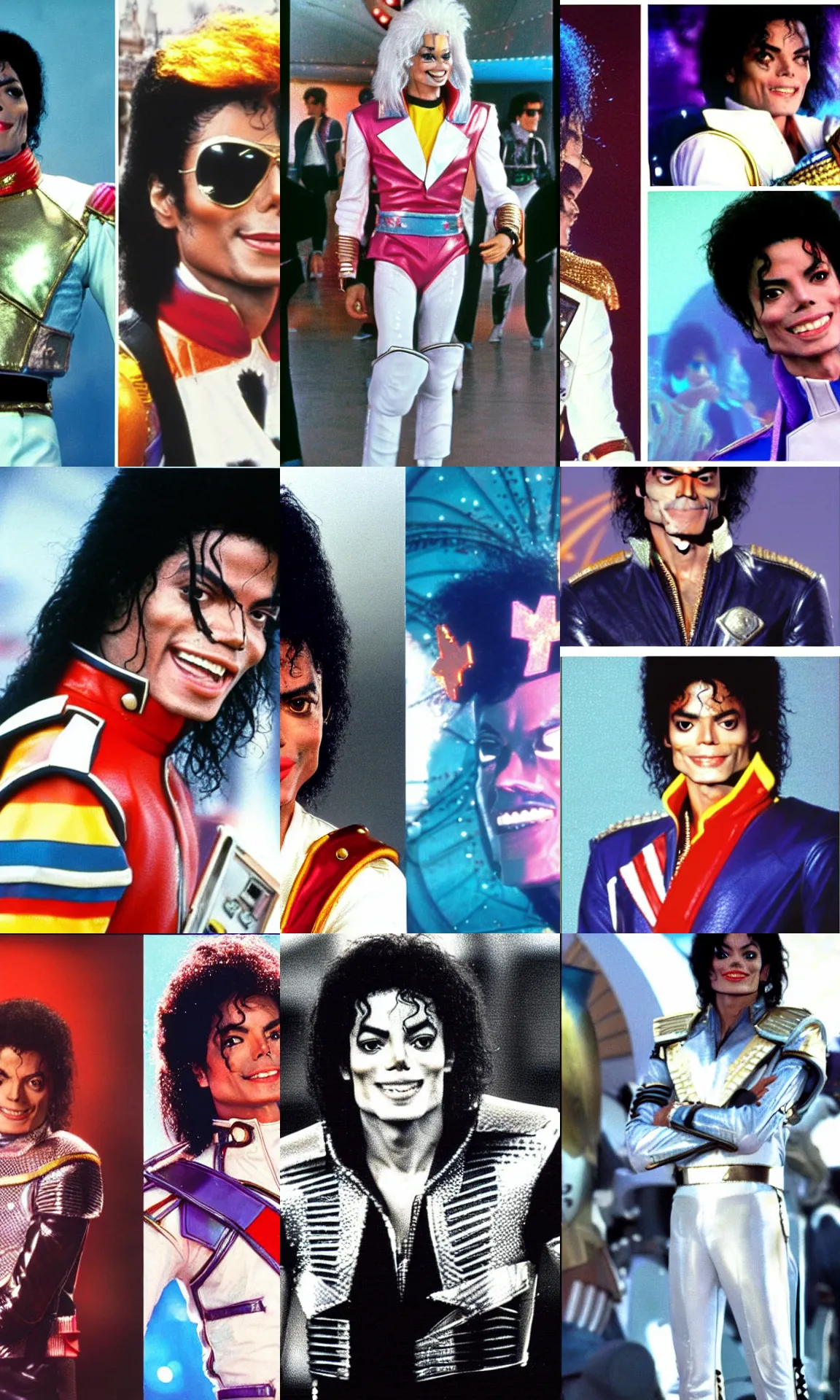 Prompt: 1 9 8 6 photo of michael jackson in 1 9 8 6 as captain eo in 1 9 8 6 in tomorrowland in 1 9 8 6 at disneyland in 1 9 8 6