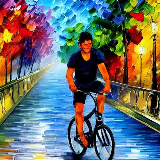 Image similar to Riding a bike, by Afremov, Leonid