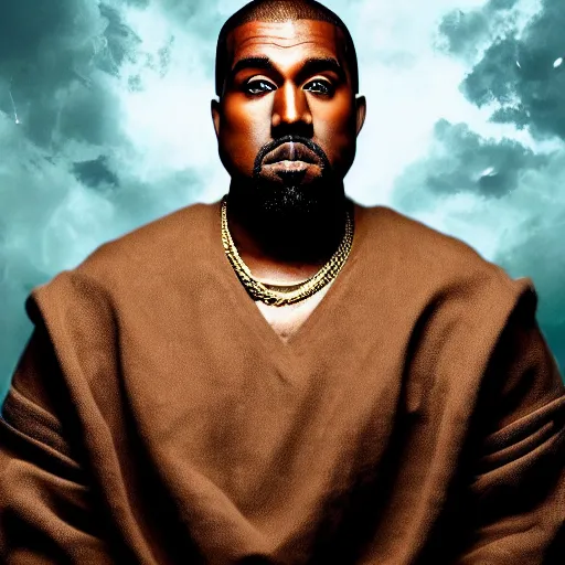 Image similar to Portrait of Kanye West as the god-emperor of mankind, amazing splashscreen artwork, splash art, head slightly tilted, natural light, elegant, intricate, fantasy, atmospheric lighting, cinematic, matte painting