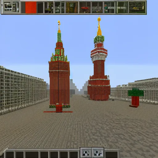 Image similar to moscow in minecraft, raytracing shaders