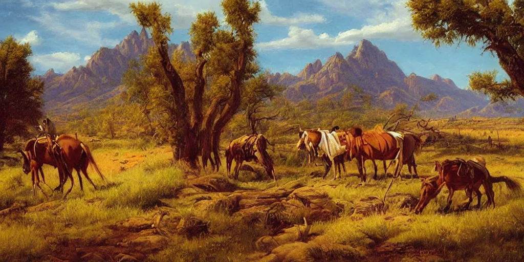 Image similar to beautiful western artwork by eugene von guerard