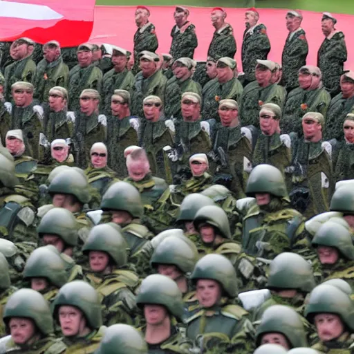 Image similar to russian army invading the world with vladimir putin in front