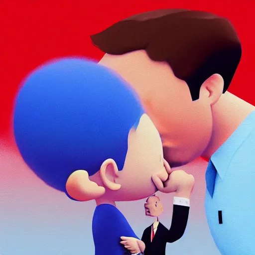 Prompt: goro fujita ilustration of elon musk kissing vladimir putin, painting by goro fujita, sharp focus, highly detailed, artstation