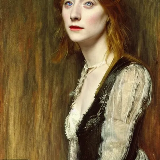 Image similar to a true-to-life portrait of Saoirse Ronan painted by John Everett Millais, real life accurate, Saoirse Ronan actress,