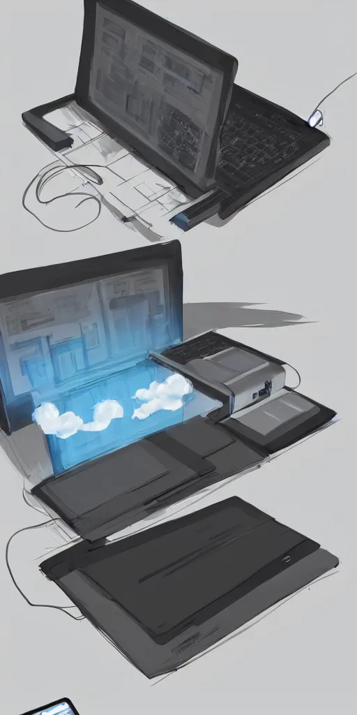 Image similar to concept art, portable cloud computer.