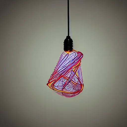 Prompt: light bulb, generative art, neon, string art, janusz jurek, 4k HDR