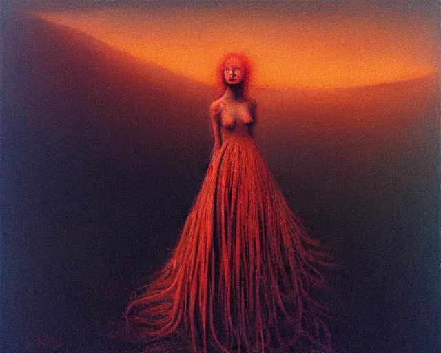 Image similar to by francis bacon, beksinski, mystical redscale photography evocative. dolly parton