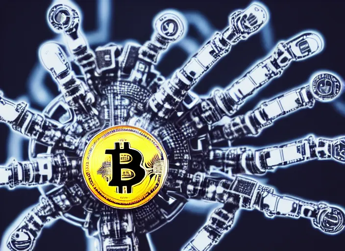 Image similar to photo of a mechanical cybernetic hand holding a bitcoin. centered. horror cyberpunk dystopia style. highly detailed 8 k. intricate. nikon d 8 5 0 3 0 0 mm. award winning photography.