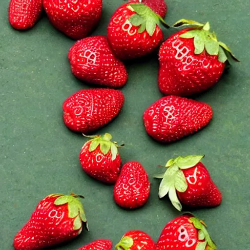 Image similar to strawberry with tiny human skulls for seeds