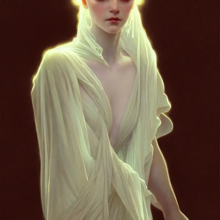 Image similar to translucent ghost, diffuse lighting, fantasy, intricate, elegant, highly detailed, lifelike, photorealistic, digital painting, artstation, illustration, concept art, smooth, sharp focus, art by John Collier and Albert Aublet and Krenz Cushart and Artem Demura and Alphonse Mucha